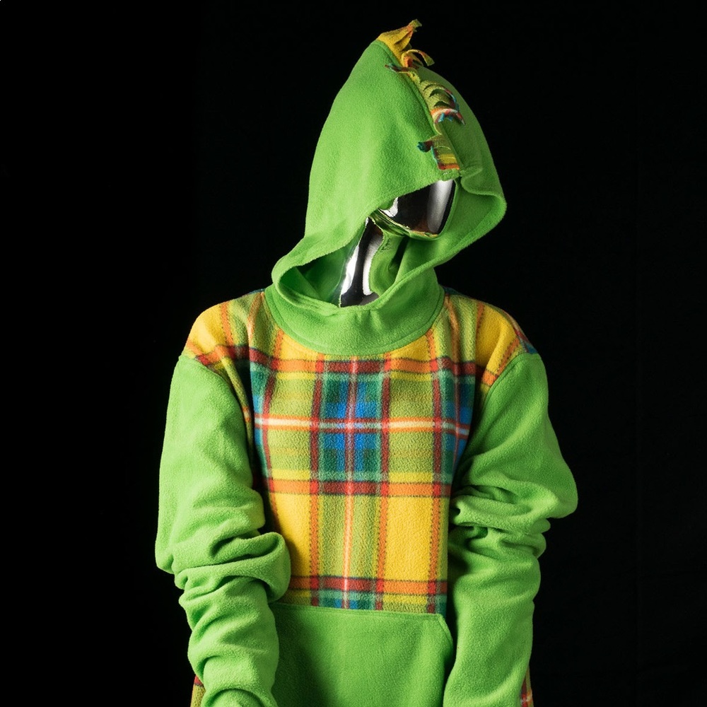 Blanket hoodie fleece up cycle bright fun soft warm orange and green and yellow